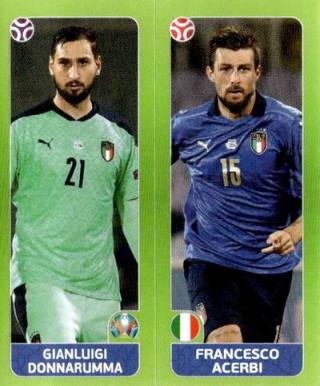Gianluigi Donnarumma / Francesco Acerbi – UEFA Euro 2020 Tournament Edition - 678 stickers version, n.º 32